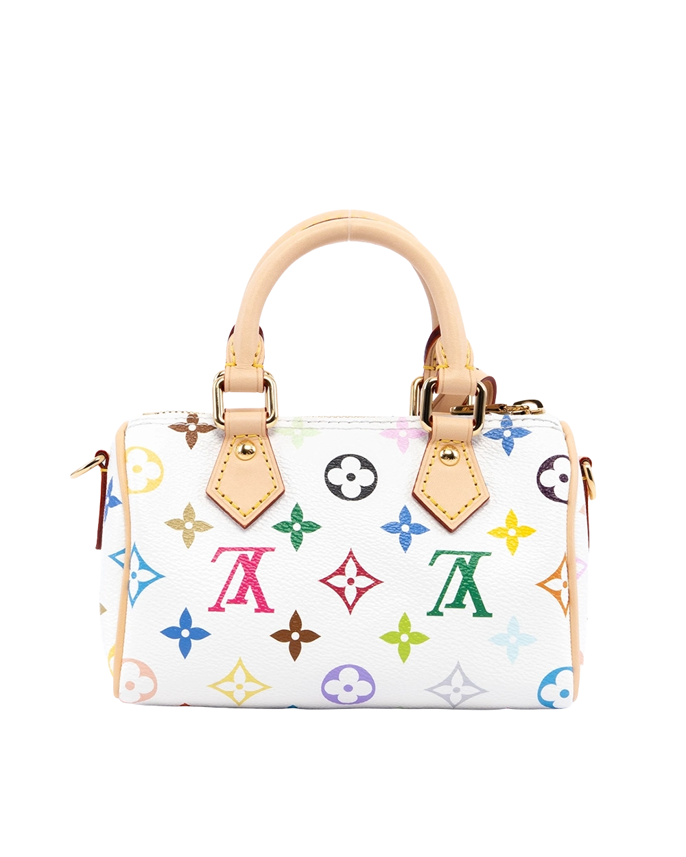 NEW LV SPEEDY BAND NANO MULTICOLOR WHITE MONOGRAM CANVAS GHW MICROCHIP 00840
