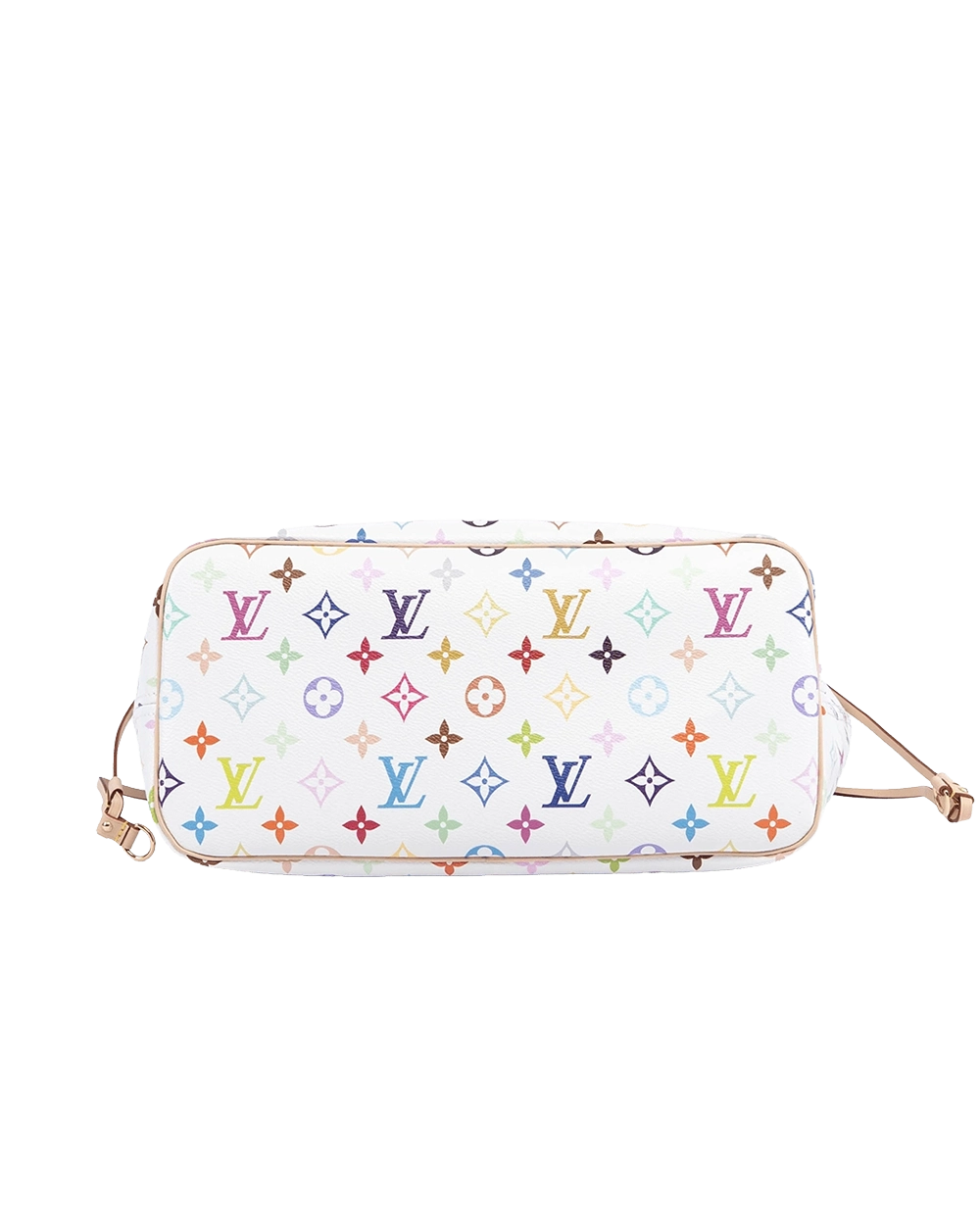 NEW LV X TM NEVERFULL MM WHITE MULTI COLOR MONOGRAM CANVAS GHW MICROCHIP 08875