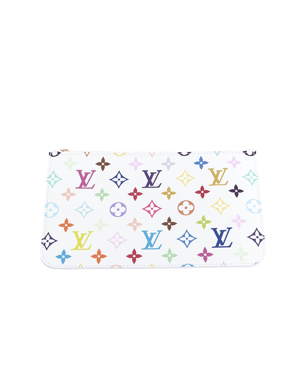 NEW LV X TM NEVERFULL MM WHITE MULTI COLOR MONOGRAM CANVAS GHW MICROCHIP 08877