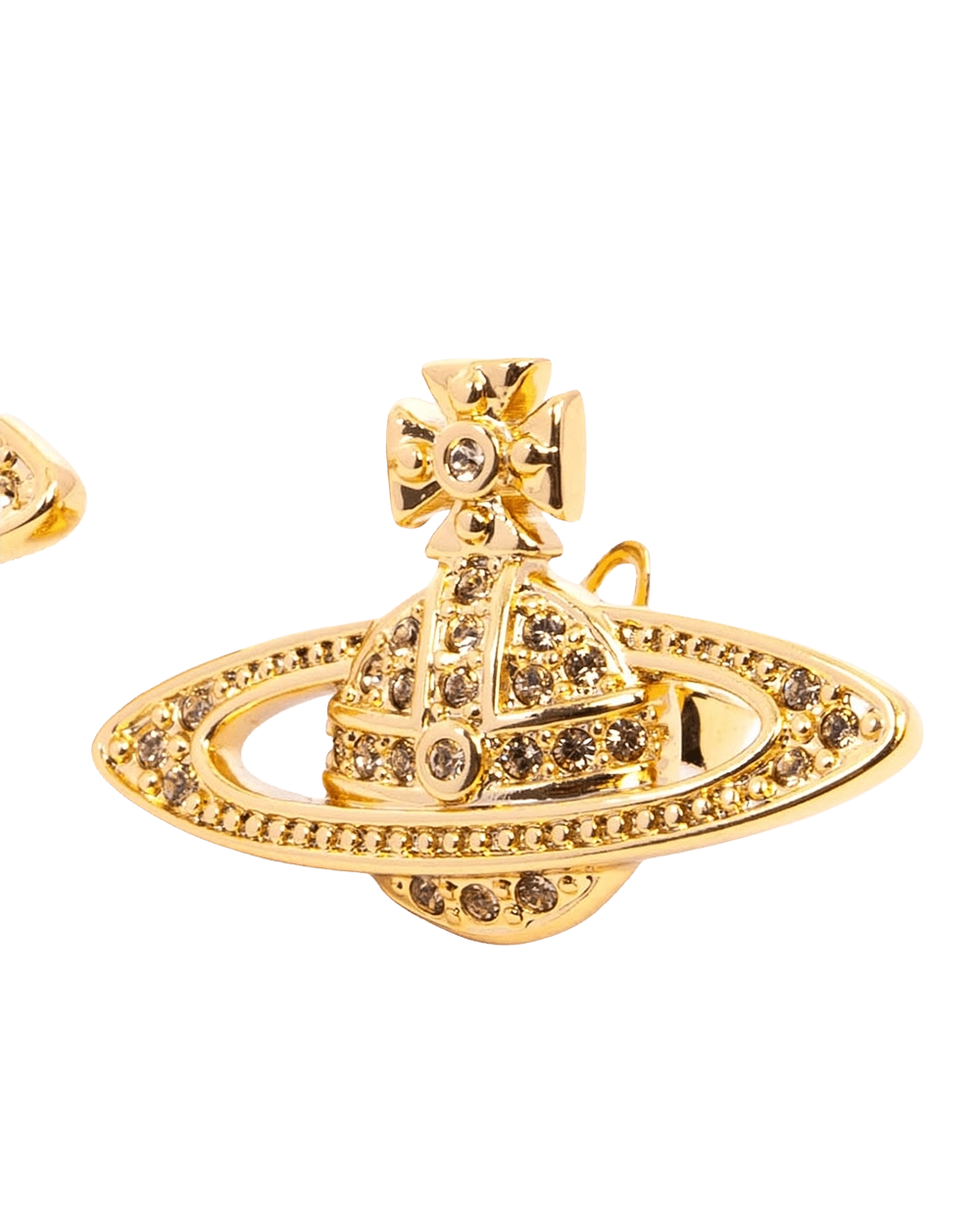 NEW VIVIENNE WESTWOOD BRASS EARRINGS 2.5 CM CRYSTAL GHW 09323