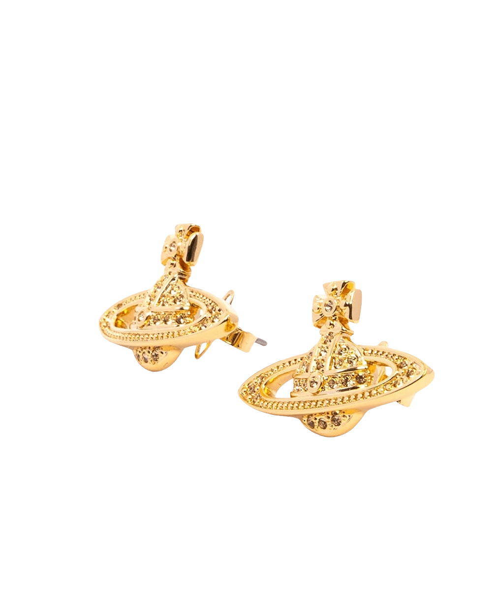 NEW VIVIENNE WESTWOOD BRASS EARRINGS 2.5 CM CRYSTAL GHW 09324