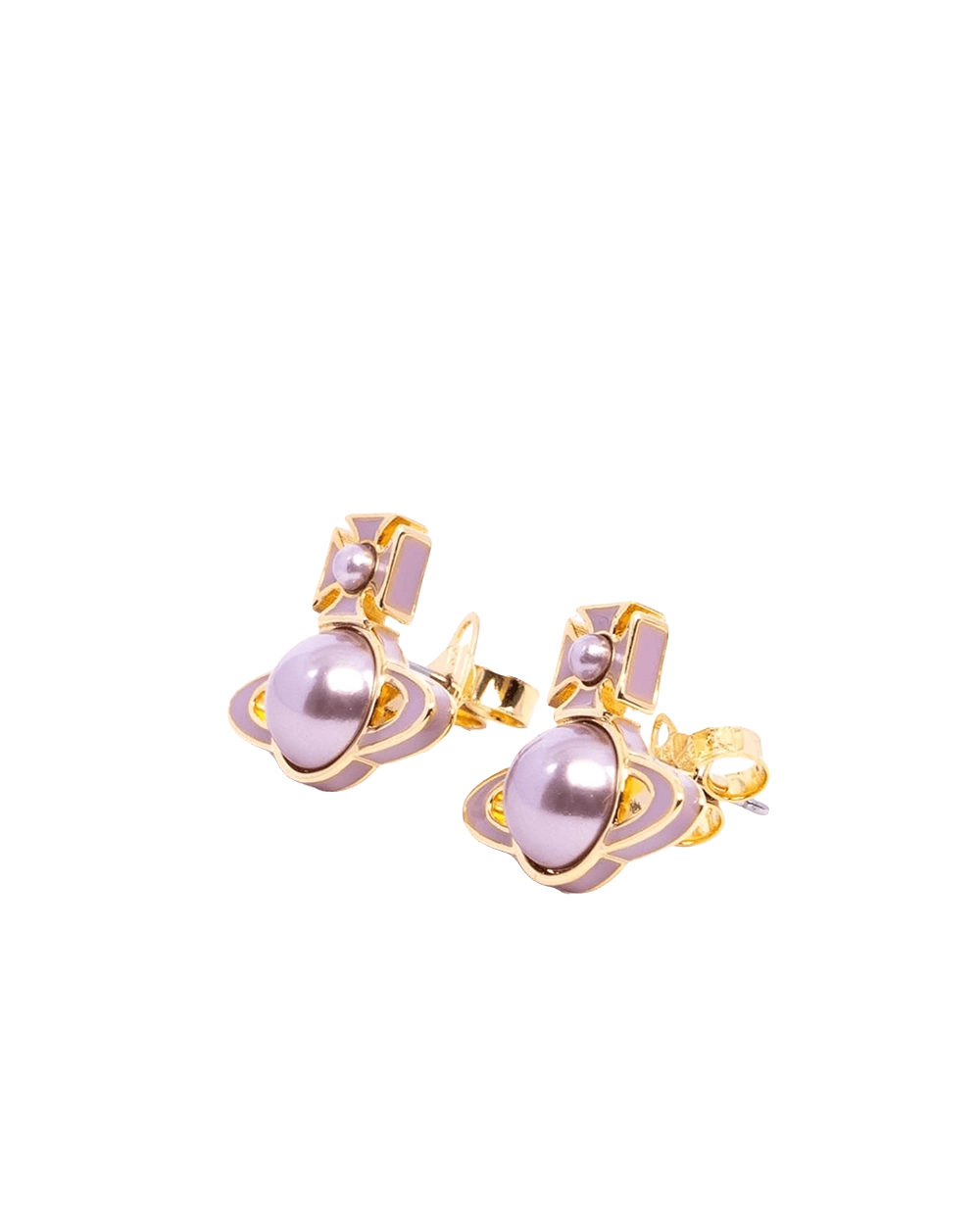 NEW VIVIENNE WESTWOOD BRASS EARRINGS PINK 2 CM GHW 09303