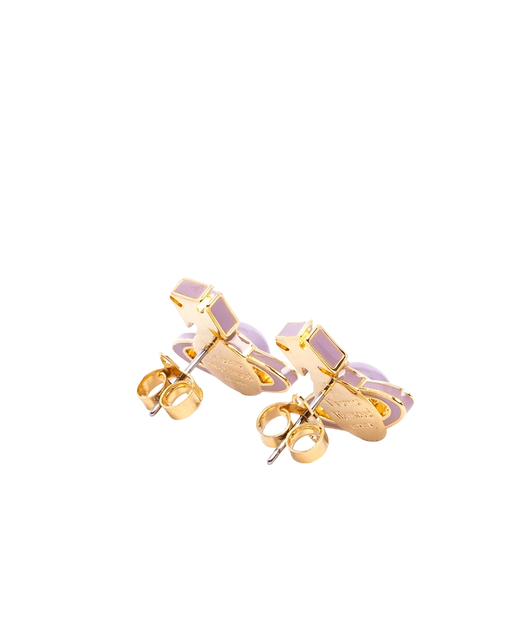 NEW VIVIENNE WESTWOOD BRASS EARRINGS PINK 2 CM GHW 09304