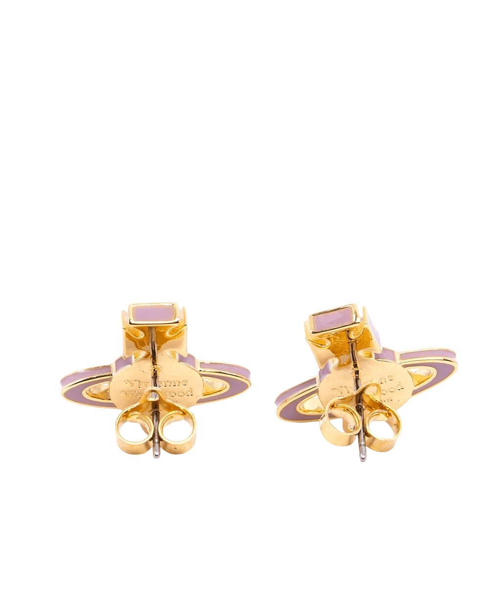 NEW VIVIENNE WESTWOOD BRASS EARRINGS PINK 2 CM GHW 09305