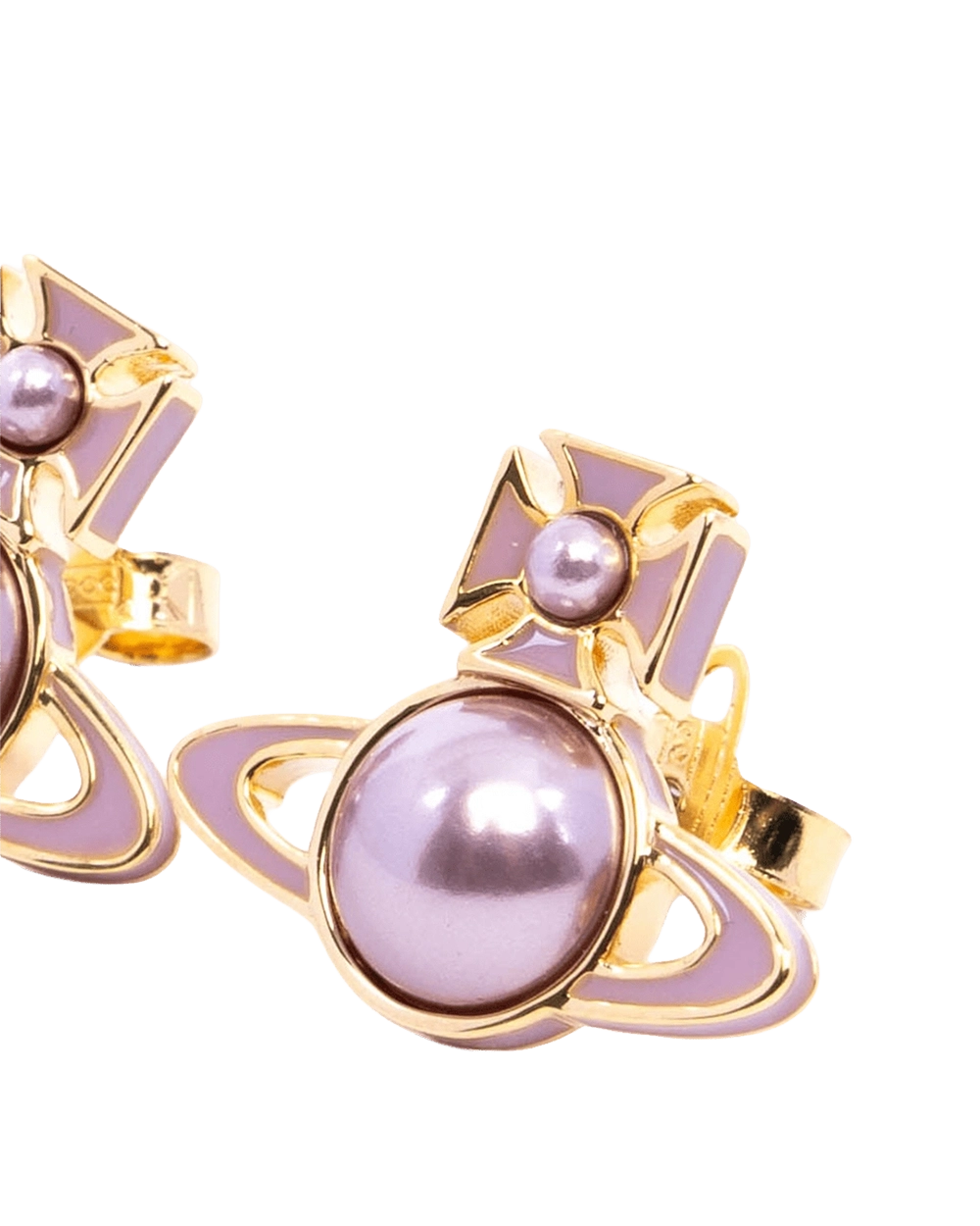 NEW VIVIENNE WESTWOOD BRASS EARRINGS PINK 2 CM GHW 09306