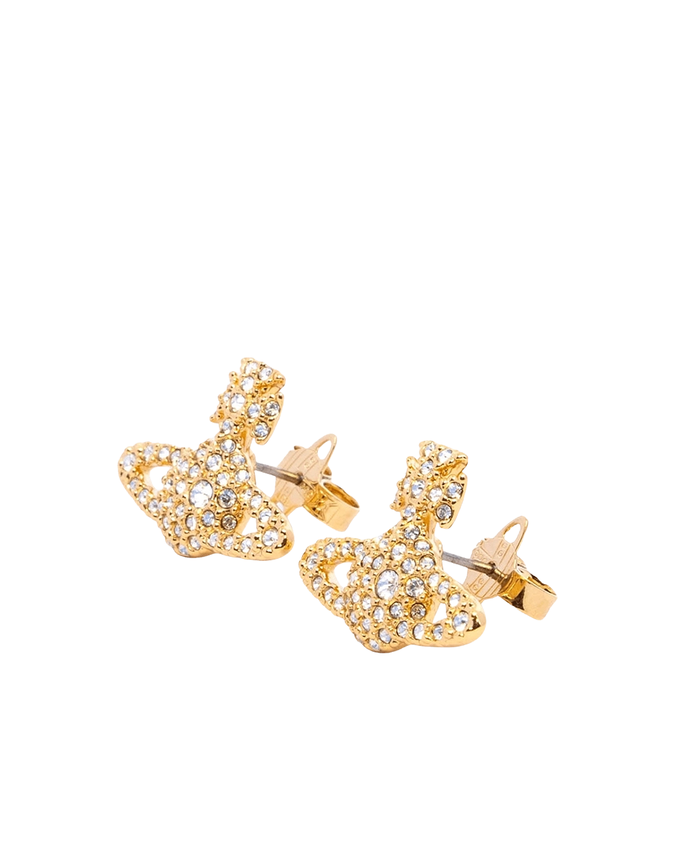 NEW VIVIENNE WESTWOOD GRACR BAS RELIEF STUD EARRINGS 2 CM CRYSTAL GHW 09275