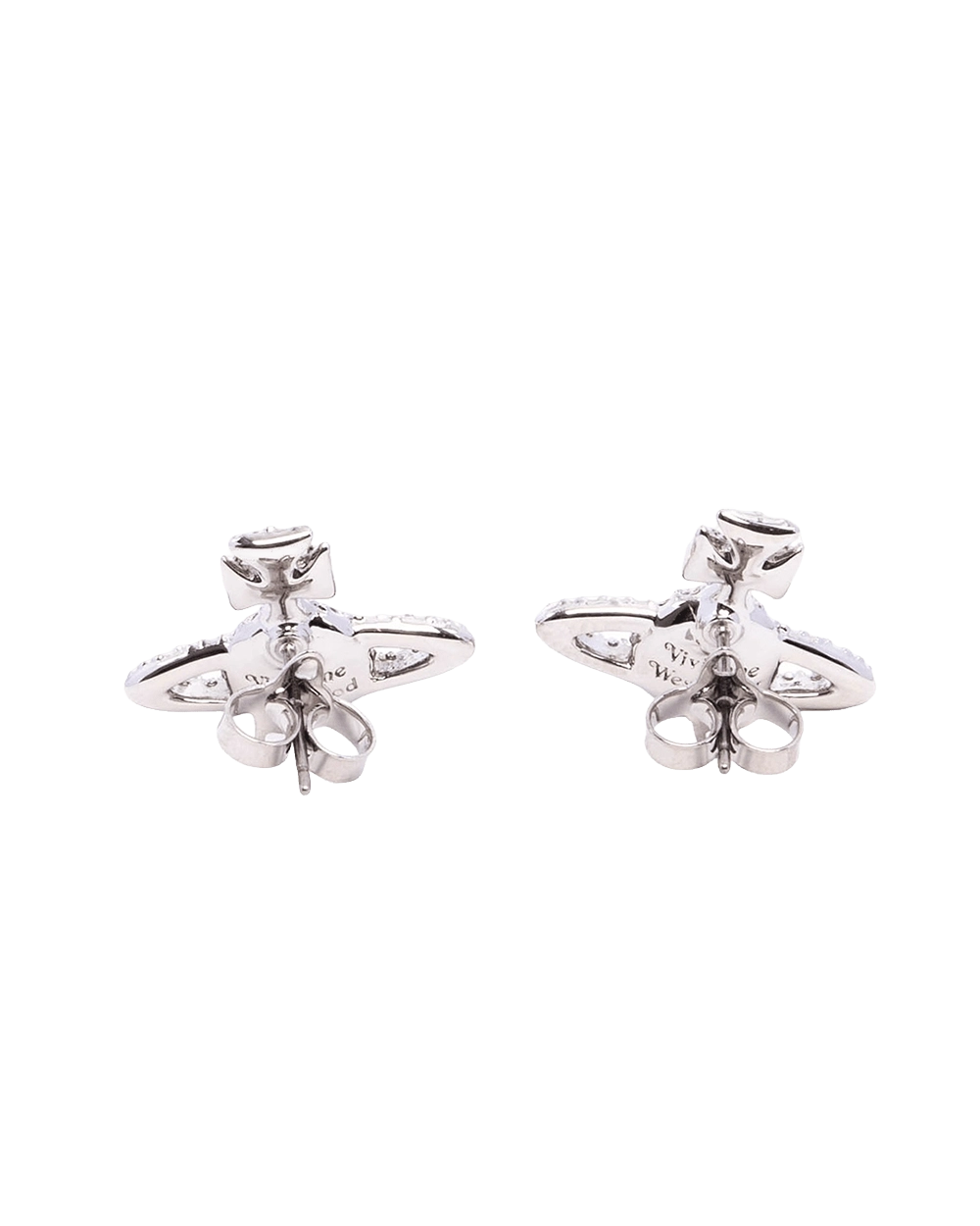 NEW VIVIENNE WESTWOOD GRACR BAS RELIEF STUD EARRINGS 2 CM PINK CRYSTAL SHW 09290