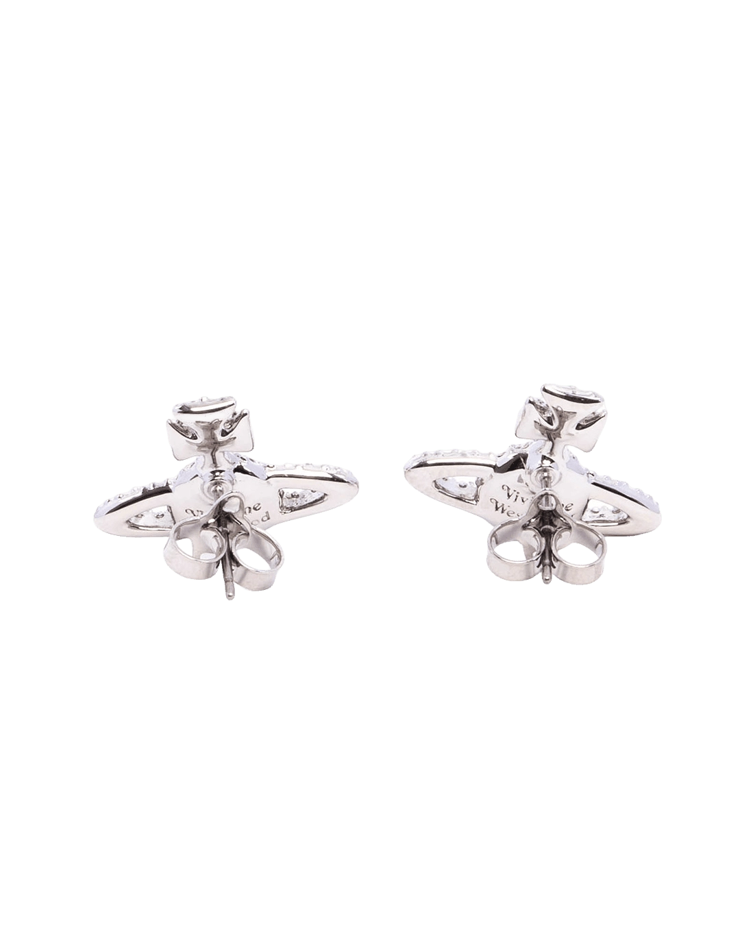 NEW VIVIENNE WESTWOOD GRACR BAS RELIEF STUD EARRINGS 2 CM PINK CRYSTAL SHW 09290