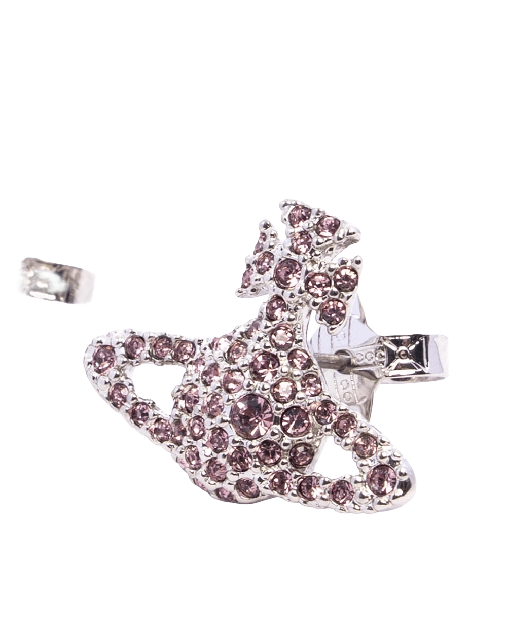 NEW VIVIENNE WESTWOOD GRACR BAS RELIEF STUD EARRINGS 2 CM PINK CRYSTAL SHW 09291