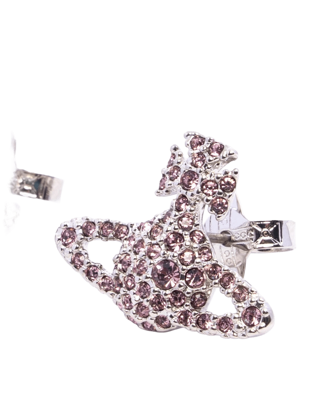 NEW VIVIENNE WESTWOOD GRACR BAS RELIEF STUD EARRINGS 2 CM PINK CRYSTAL SHW 09291