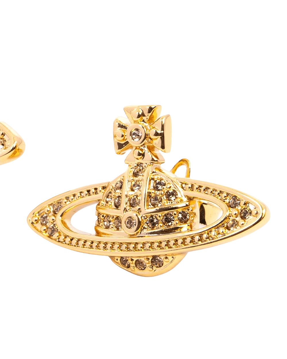 NEW VIVIENNE WESTWOOD GRACR BAS RELIEF STUD EARRINGS 2.5 CM CRYSTAL GHW 09323