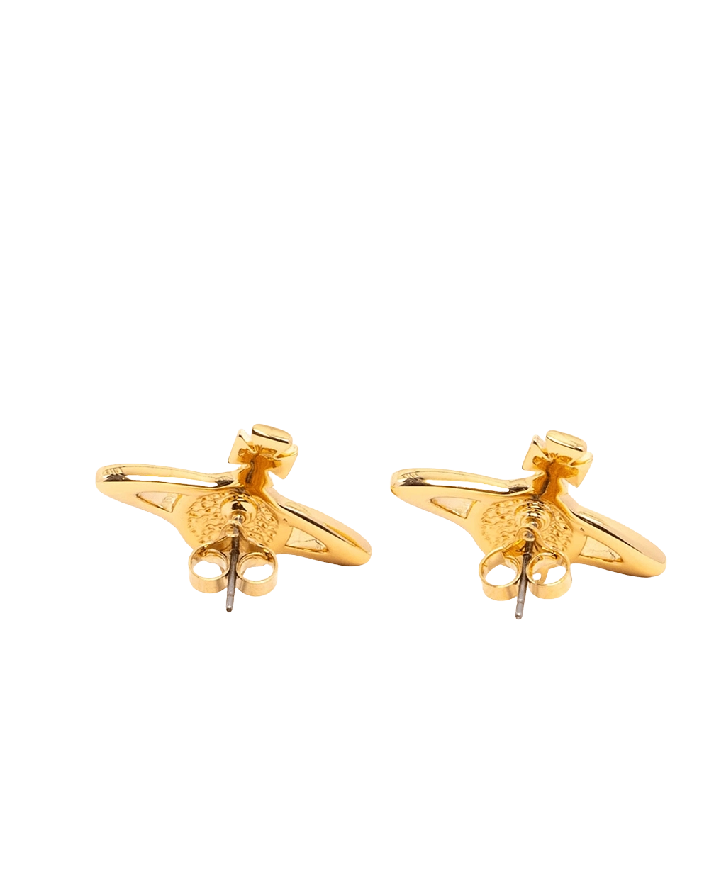 NEW VIVIENNE WESTWOOD GRACR BAS RELIEF STUD EARRINGS 2.5 CM CRYSTAL GHW 09326