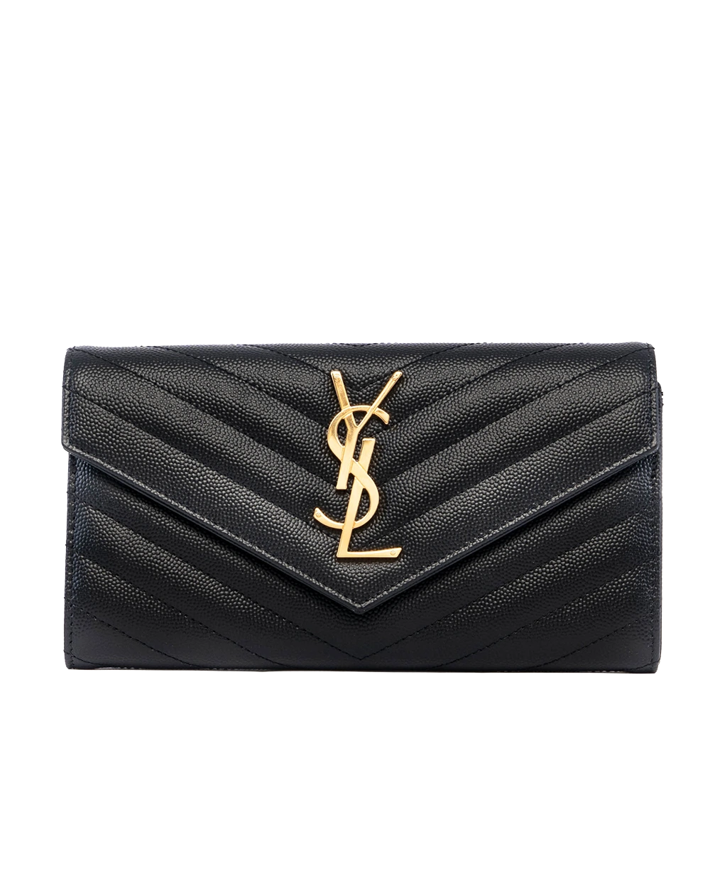 NEW YSL CASSANDRE MATELASSÉ LARGE FLAP WALLET SHORT BLACK CALF GHW GNC 372264 0525 05179