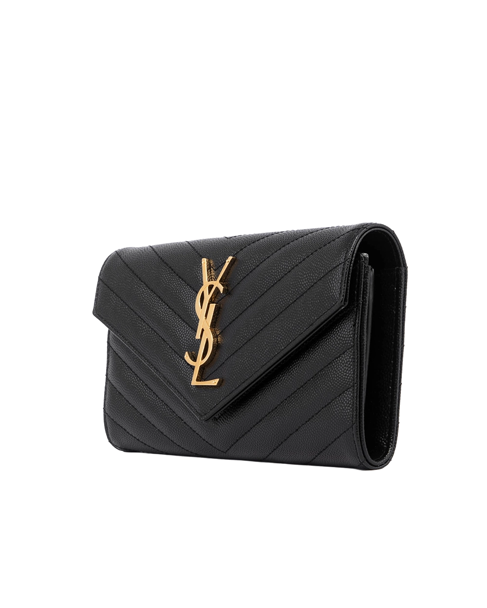 NEW YSL CASSANDRE MATELASSÉ LARGE FLAP WALLET SHORT BLACK CALF GHW GNC 372264 0525 05180