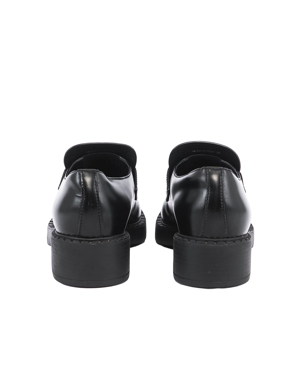 PRADA BRUSHED LEATHER LOAFERS 38 BLACK SHW 05622