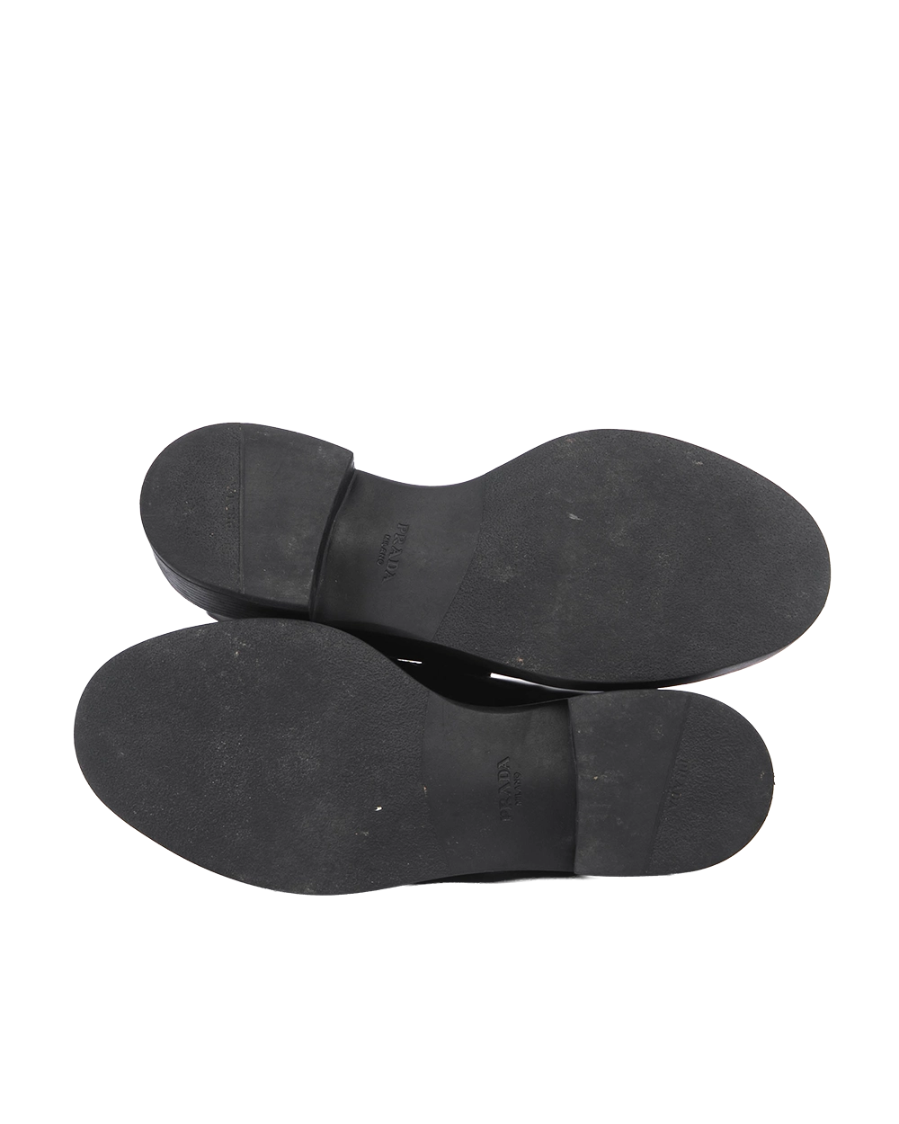 PRADA BRUSHED LEATHER LOAFERS 38 BLACK SHW 05624