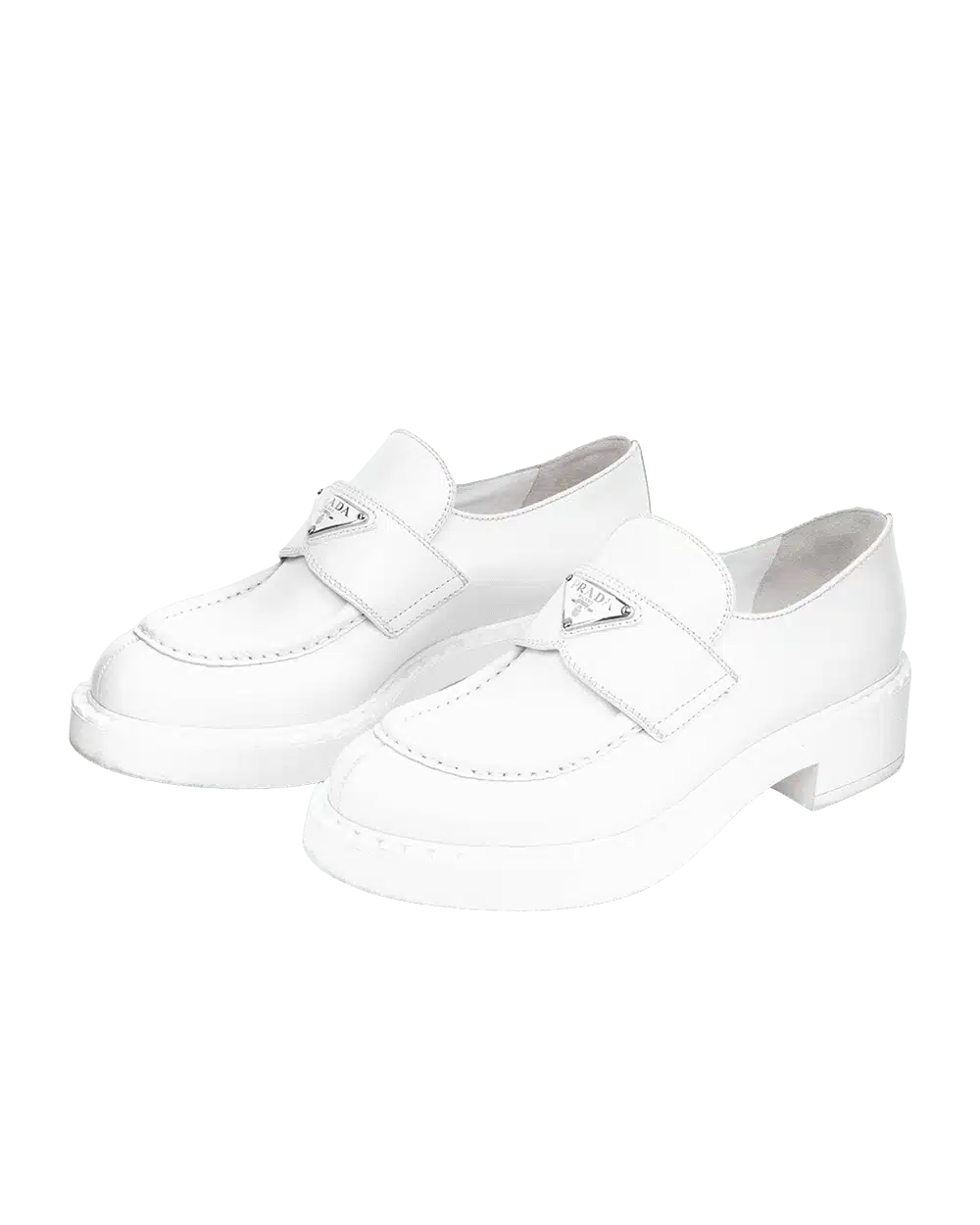 PRADA LOAFERS 38 WHITE LEATHER SHW 06875 result