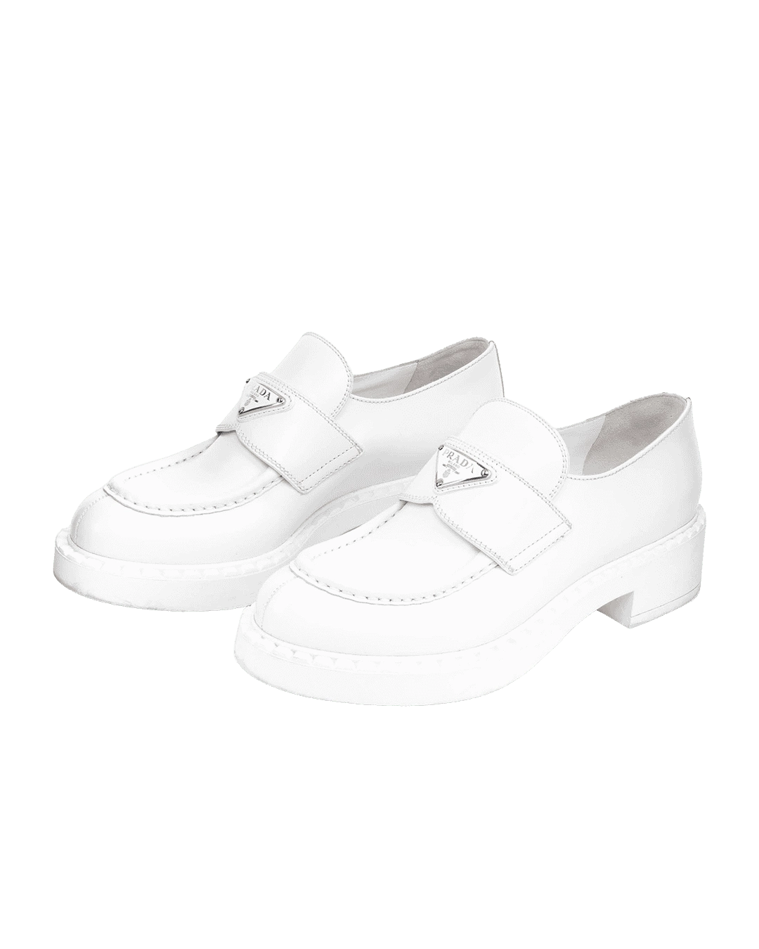 PRADA LOAFERS 38 WHITE LEATHER SHW 06875 result
