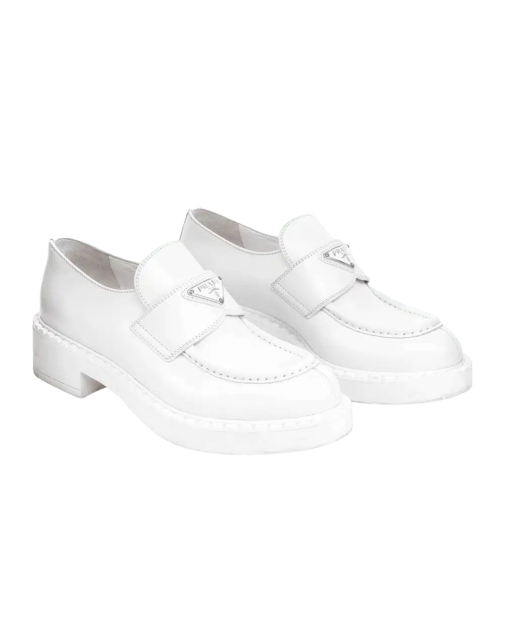 PRADA LOAFERS 38 WHITE LEATHER SHW 06876 result