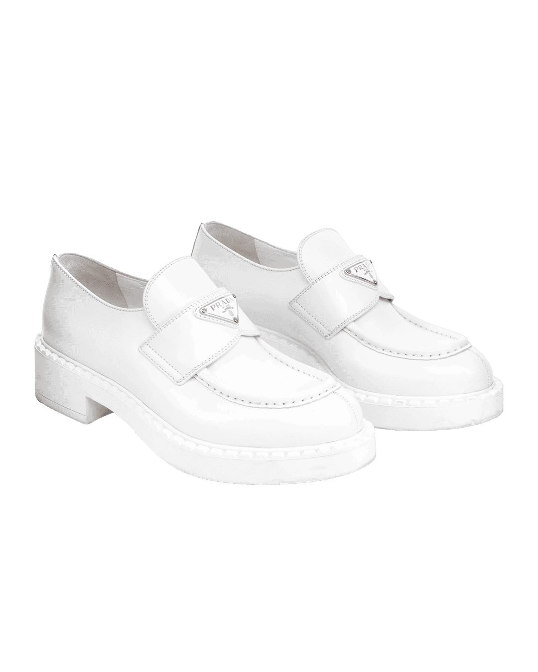 PRADA LOAFERS 38 WHITE LEATHER SHW 06876 result
