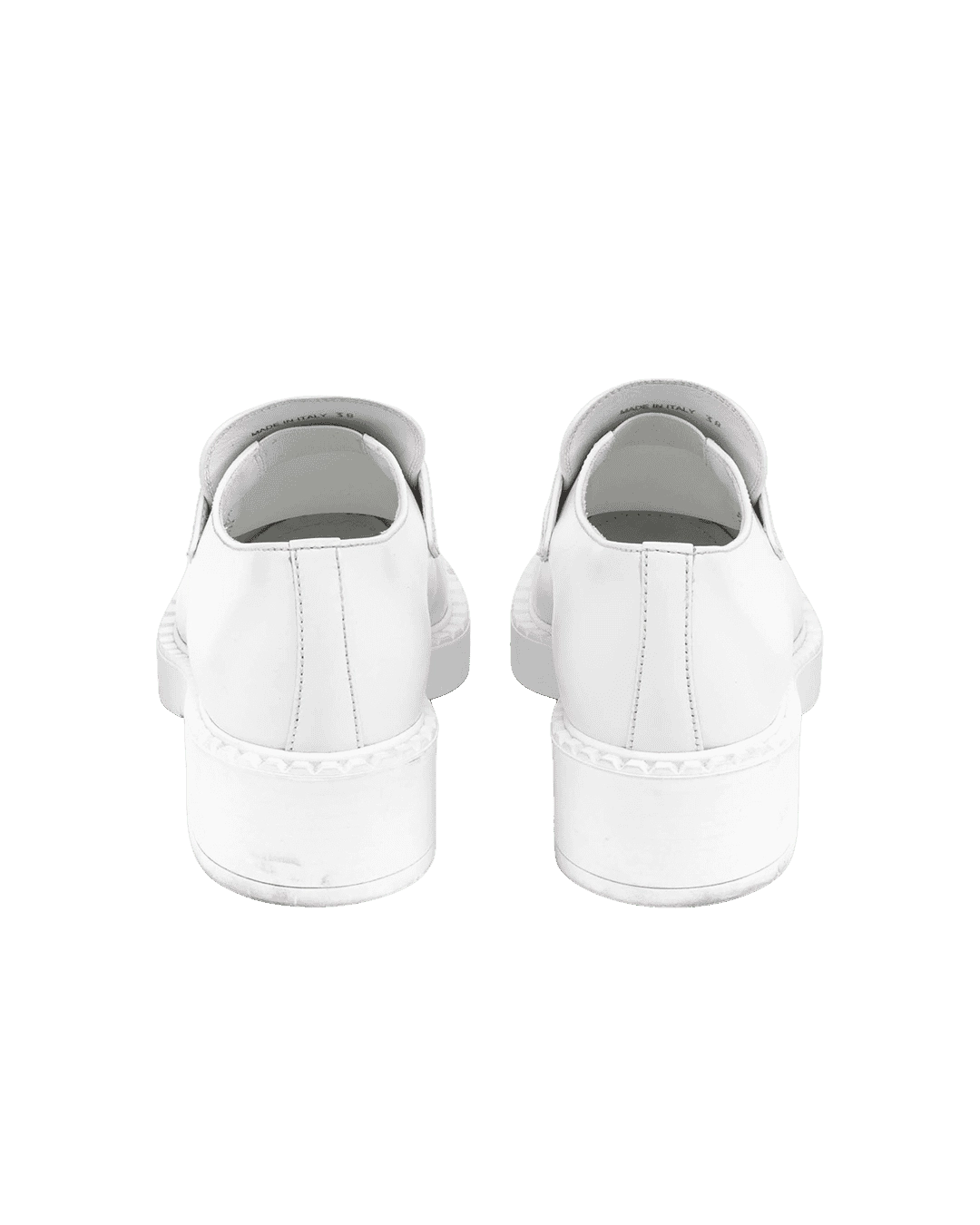 PRADA LOAFERS 38 WHITE LEATHER SHW 06877 result