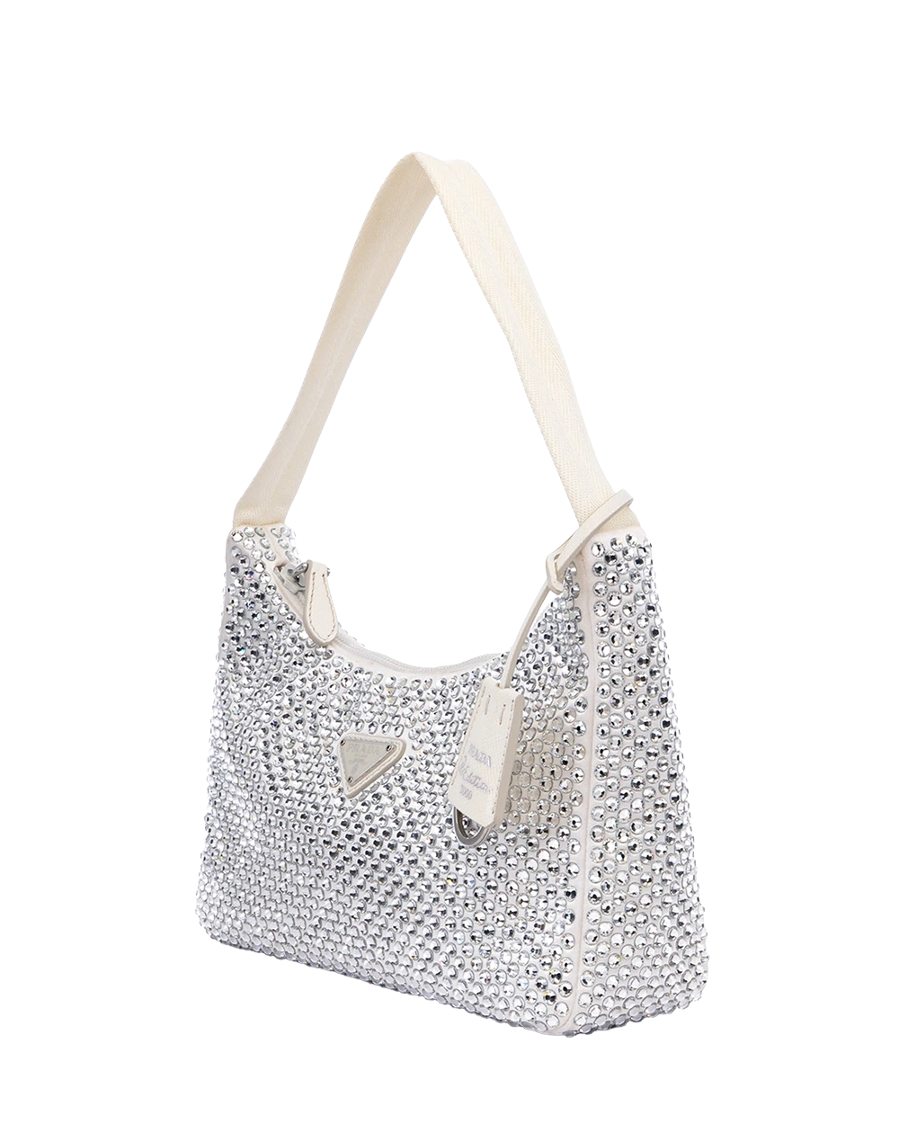 PRADA RE EDITION 2000 MINI WHITE CRYSTAL SATIN SHW 1BC515 03994