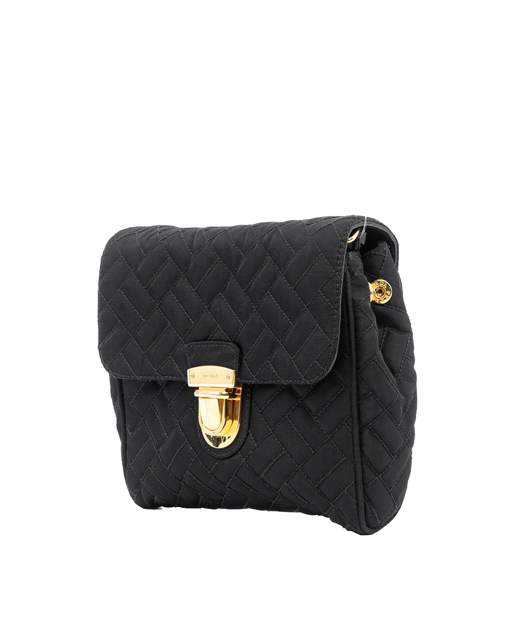 PRADA TESSUTO SHOLDER BAG BLACK NYLON GHW 00440