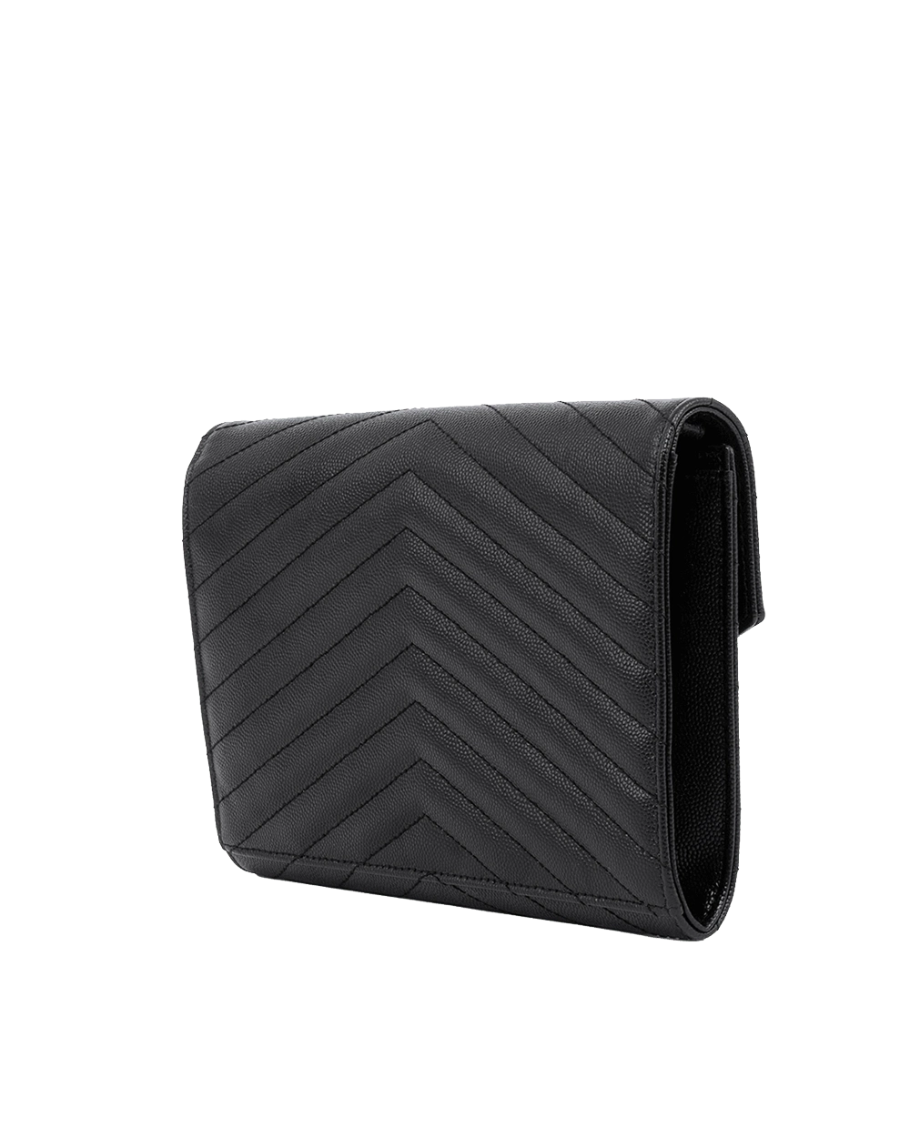 YSL CASSANDRE FLAP POUCH BLACK CHEVRON GHW PIB 617662 0322 09711