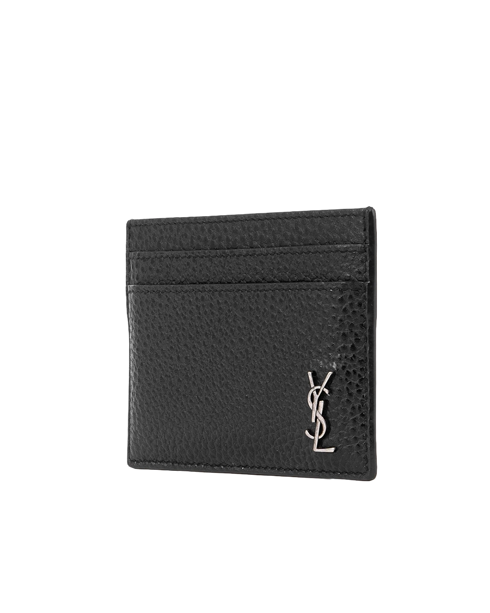 YSL TINY CASSANDRE CARD CASE SHORT BLACK CHEVRON SHW GNC807603 0524 04291