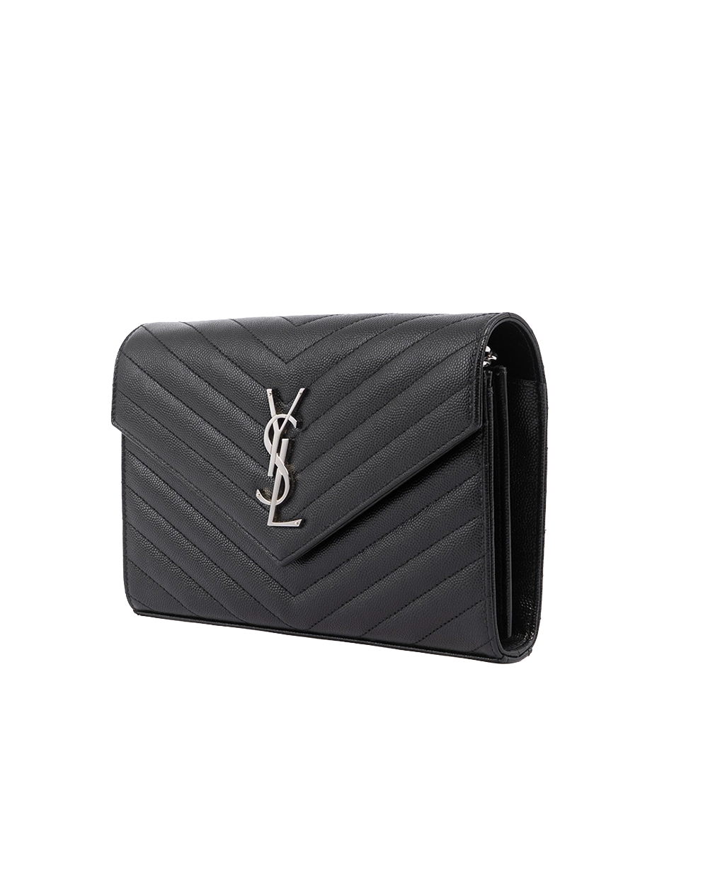 YSL WOC 9.5 BLACK CALF CHEVRON SHW BRS 377828 1121 02483