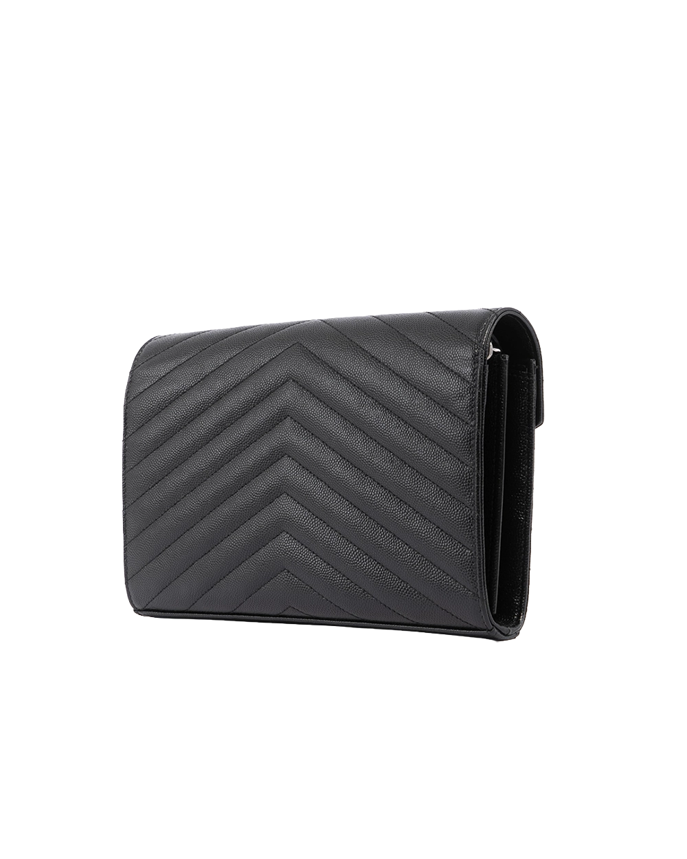 YSL WOC 9.5 BLACK CALF CHEVRON SHW BRS 377828 1121 02484