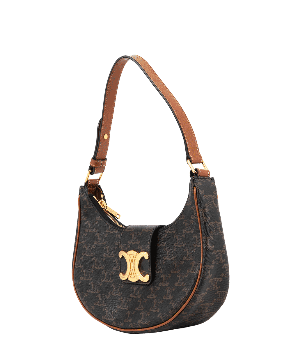 10 CELINE AVA TRIOMPHE MEDIUM BROWN TAN CANVAS GHW U GA 5202 0310