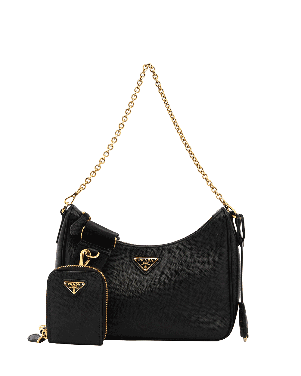 100 PRADA RE EDITION 2005 BLACK SAFFIANO GHW MICROCHIP 1482