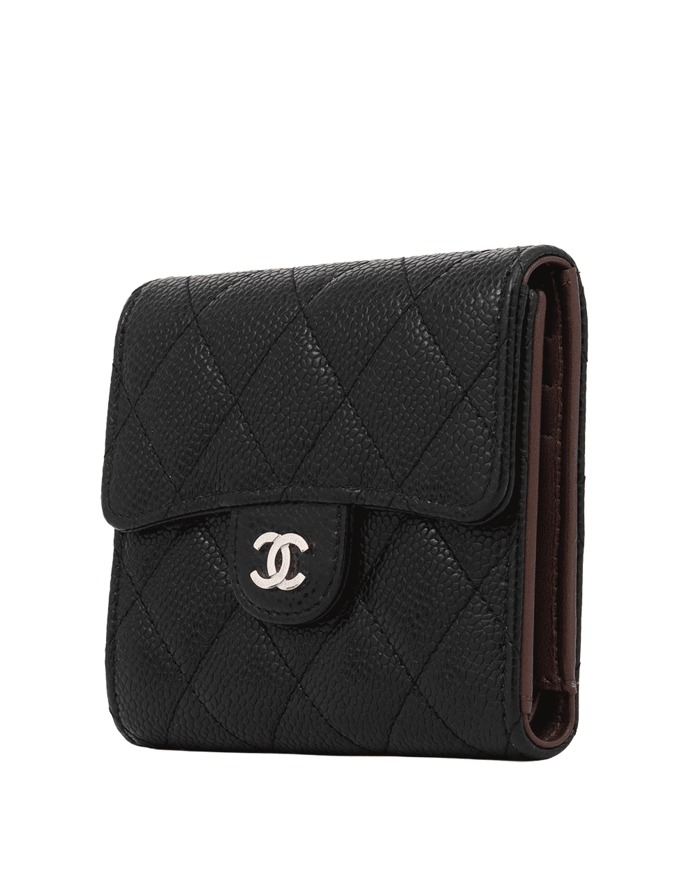 117 CHANEL TRI FOLD WALLET SHORT BLACK CAVIAR SHW 29572957 1361