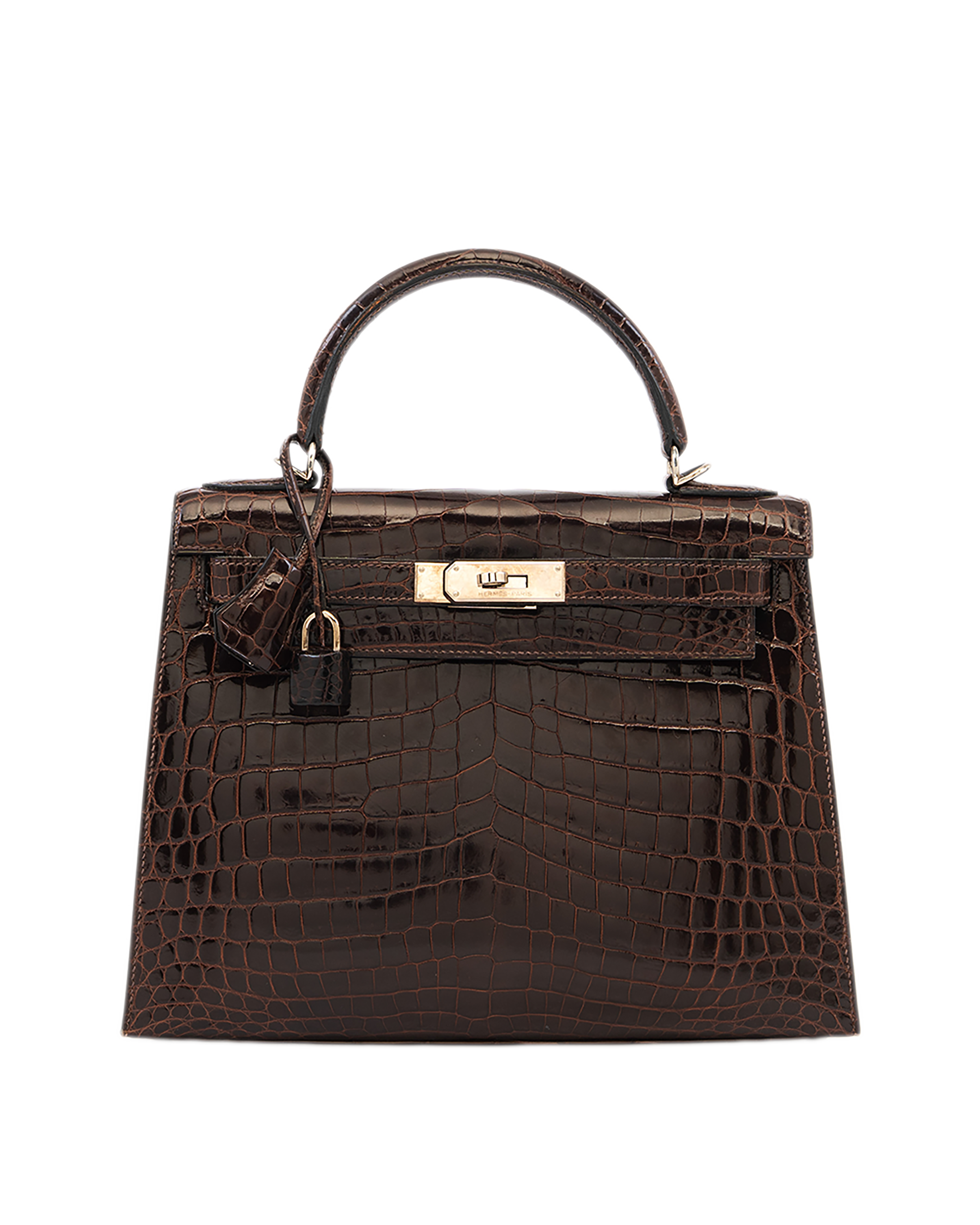 2 HERMES KELLY 28 BORDEAUX CROCODILE NILOTICUS SHW L SQS2 1158