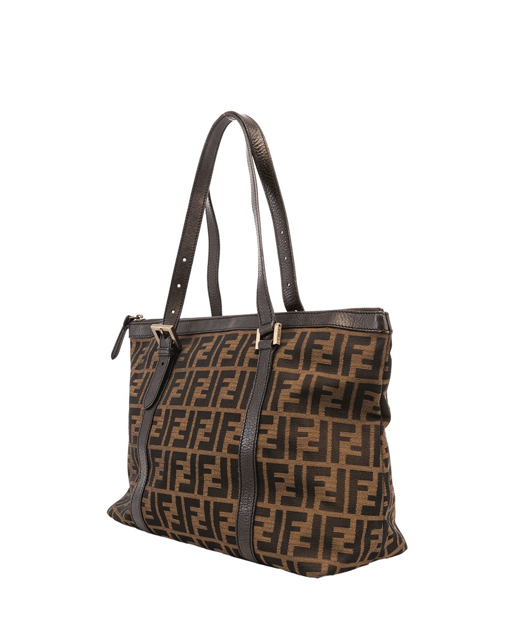 21 FENDI TOBACCO TOTE BROWN ZUCCA CANVAS SHW 2241 SBH179 TQK079 1365