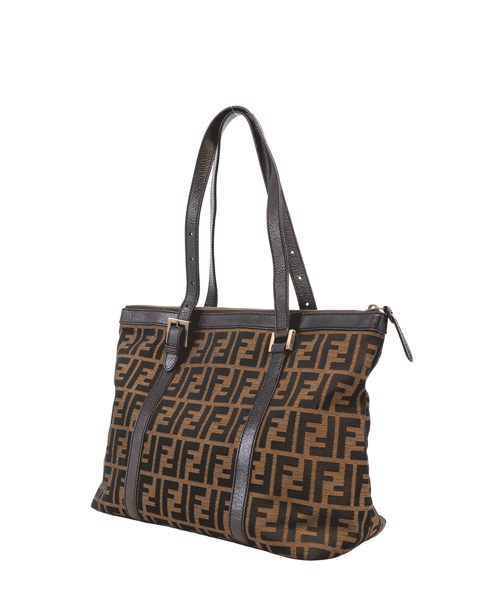 21 FENDI TOBACCO TOTE BROWN ZUCCA CANVAS SHW 2241 SBH179 TQK079 1366