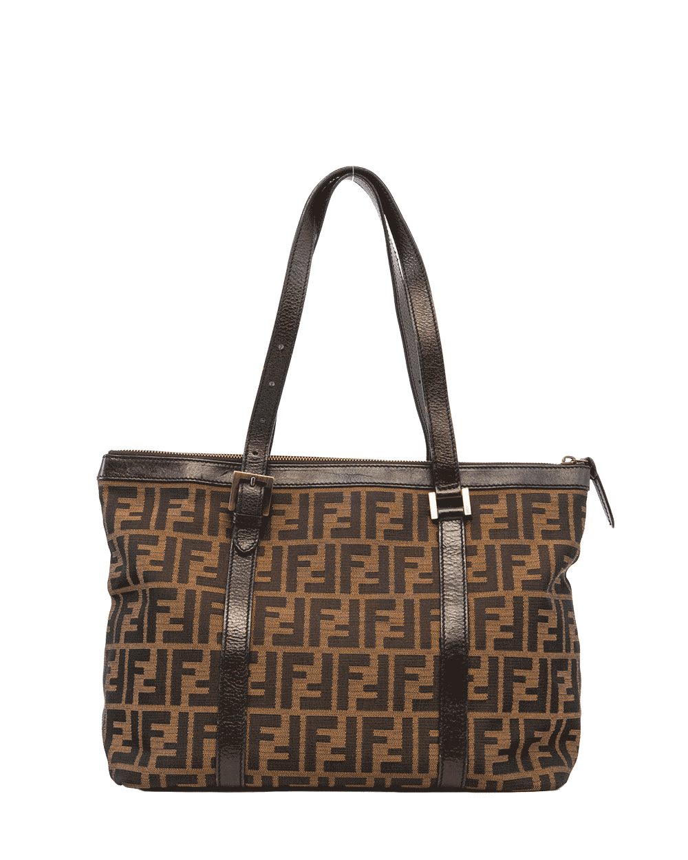 21 FENDI TOBACCO TOTE BROWN ZUCCA CANVAS SHW 2241 SBH179 TQK079 1367