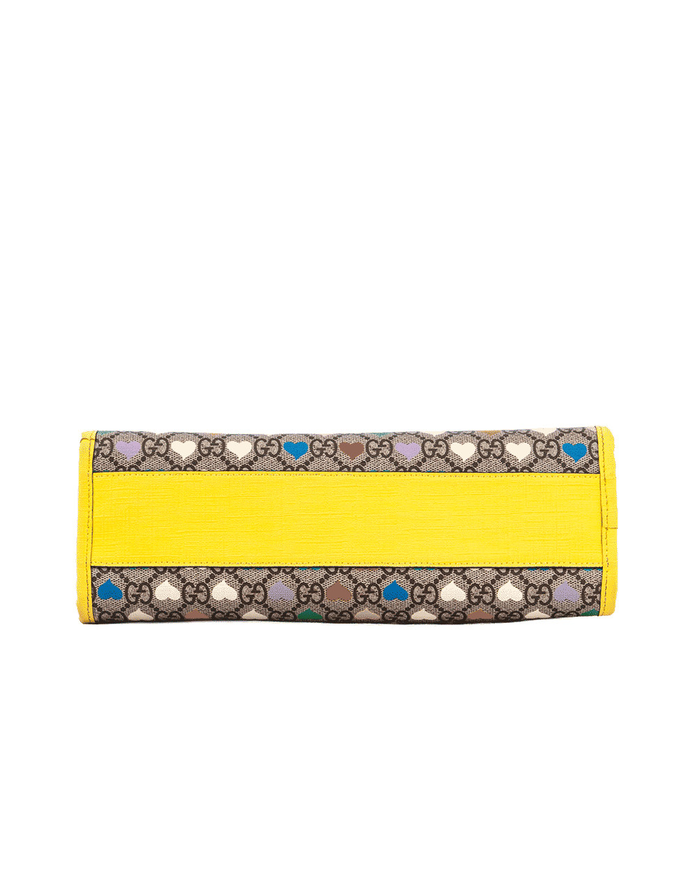 21 GUCCI HEARTS KID TOTE BROWN YELLOW GG MONOGRAM CANVAS SHW 605614 527066 0650
