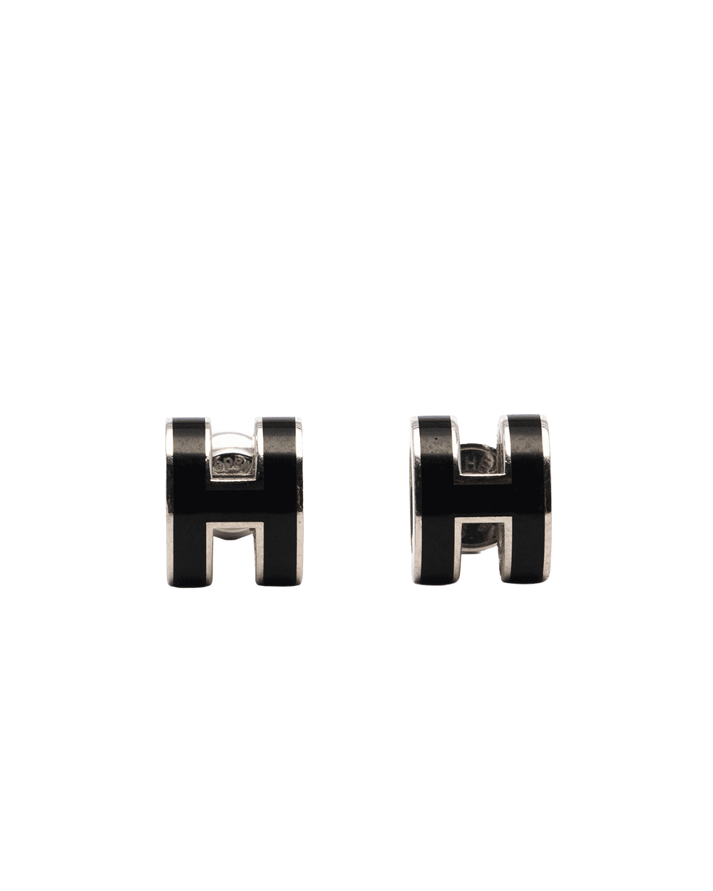 24 HERMES POP H EARRINGS MINI BLACK SHW ST 02 42 1626
