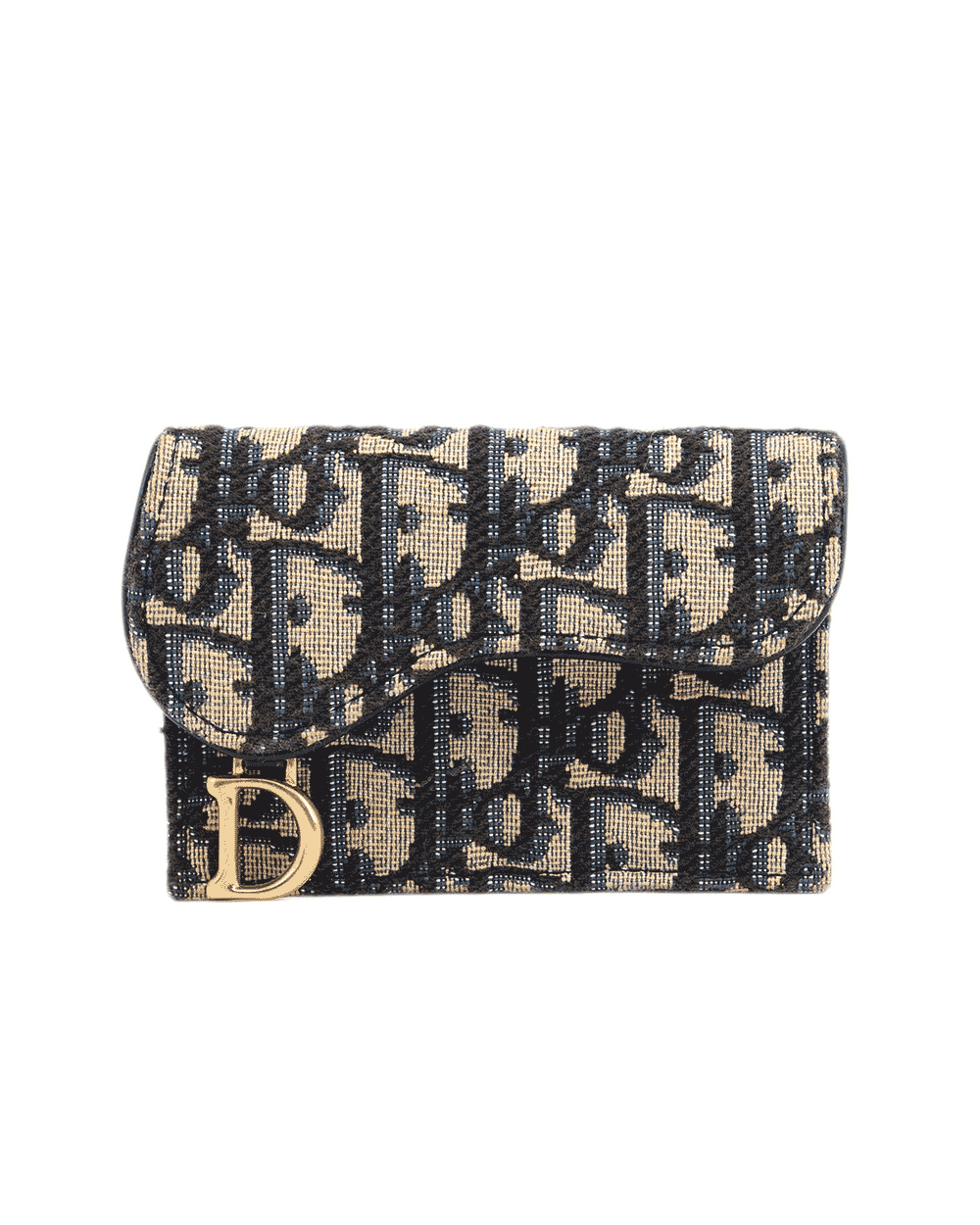 27 DIOR LOTUS CARD HOLDER SHORT BLUE NAVY OBLIQUE JACUARD GHW 48 MA 0252 0249