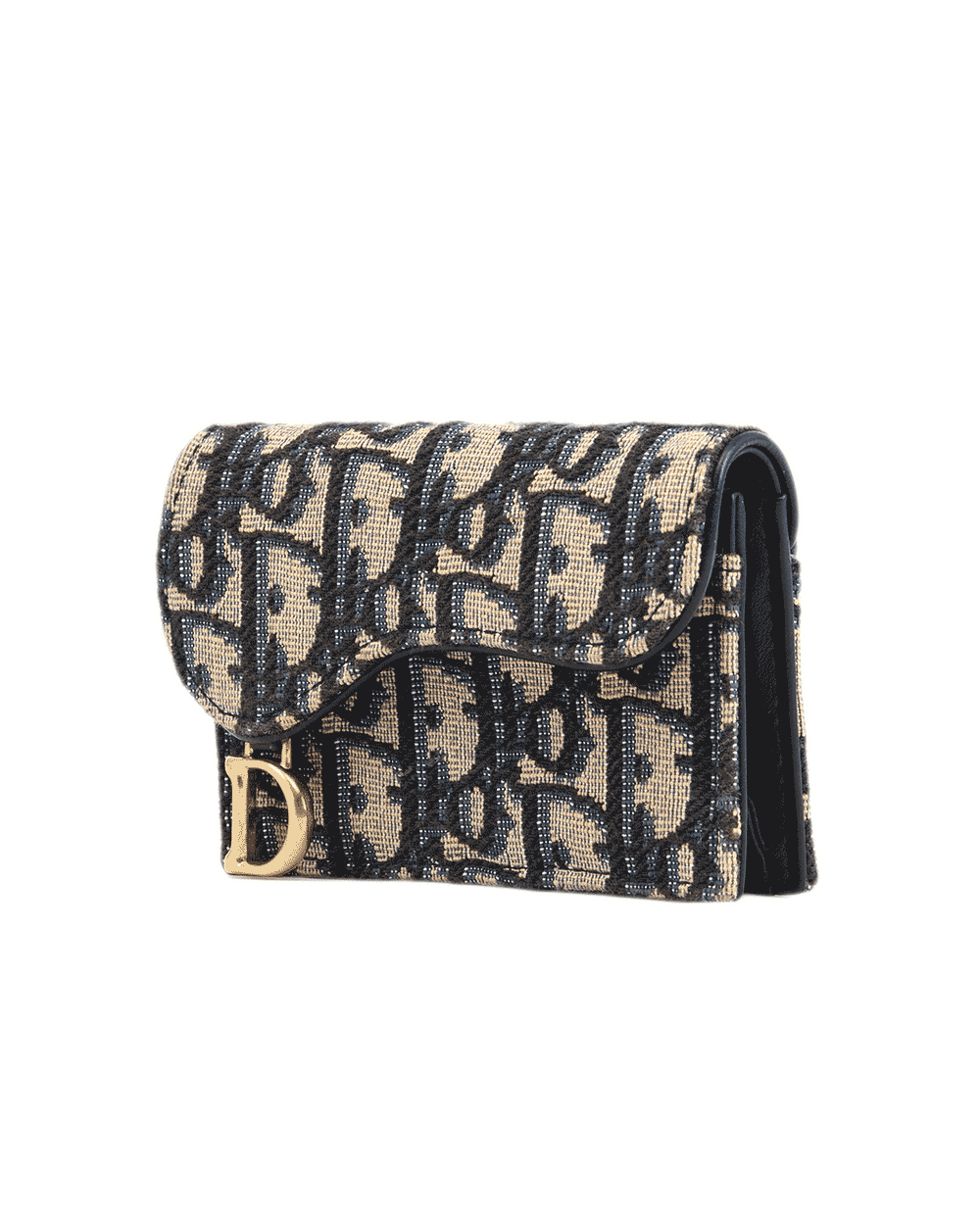 27 DIOR LOTUS CARD HOLDER SHORT BLUE NAVY OBLIQUE JACUARD GHW 48 MA 0252 0250