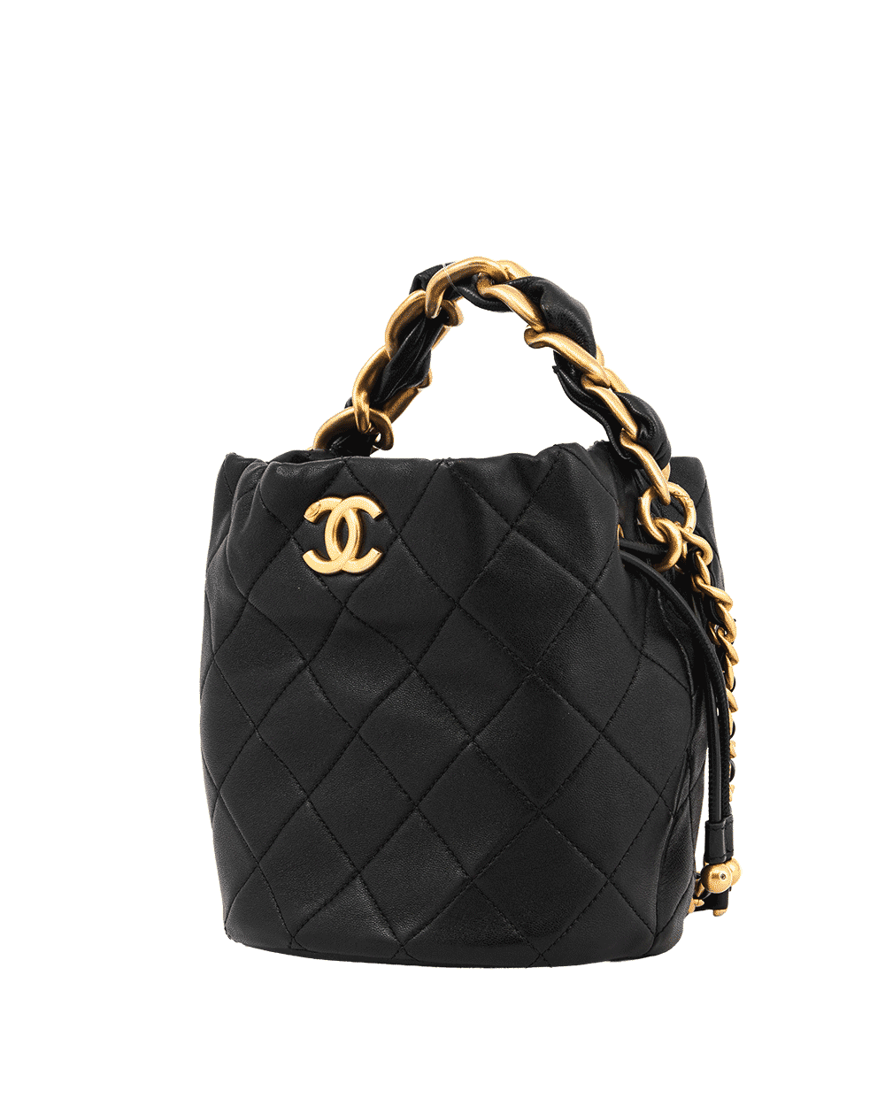 33 CHANEL DRAWSTRING BLACK LAMB GHW 31131128 0446