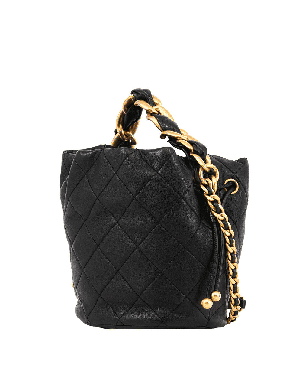 33 CHANEL DRAWSTRING BLACK LAMB GHW 31131128 0448