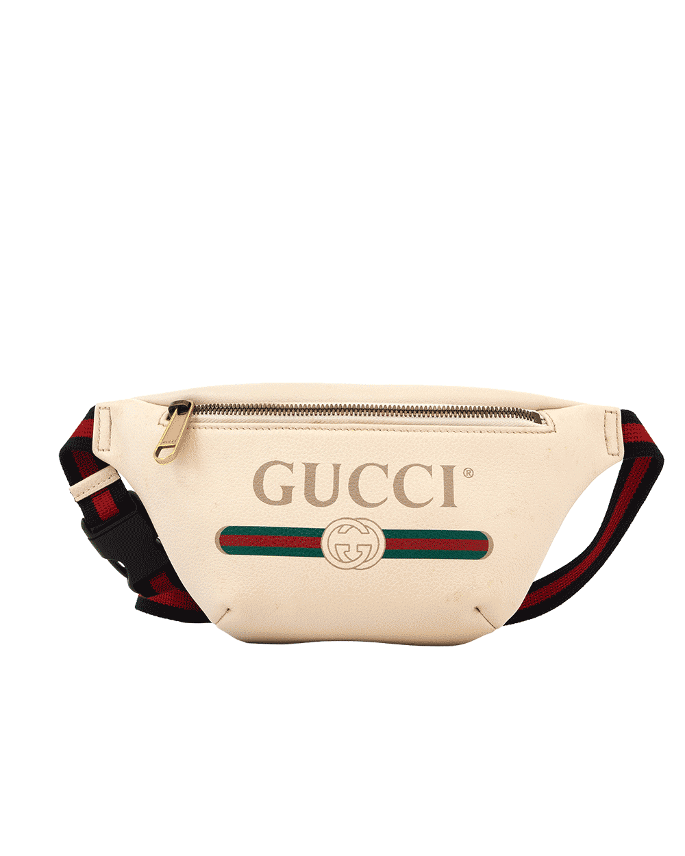 37 GUCCI GG LOGO PRINT BELT BAG MINI WHITE CALF GHW 527792 486628 0434