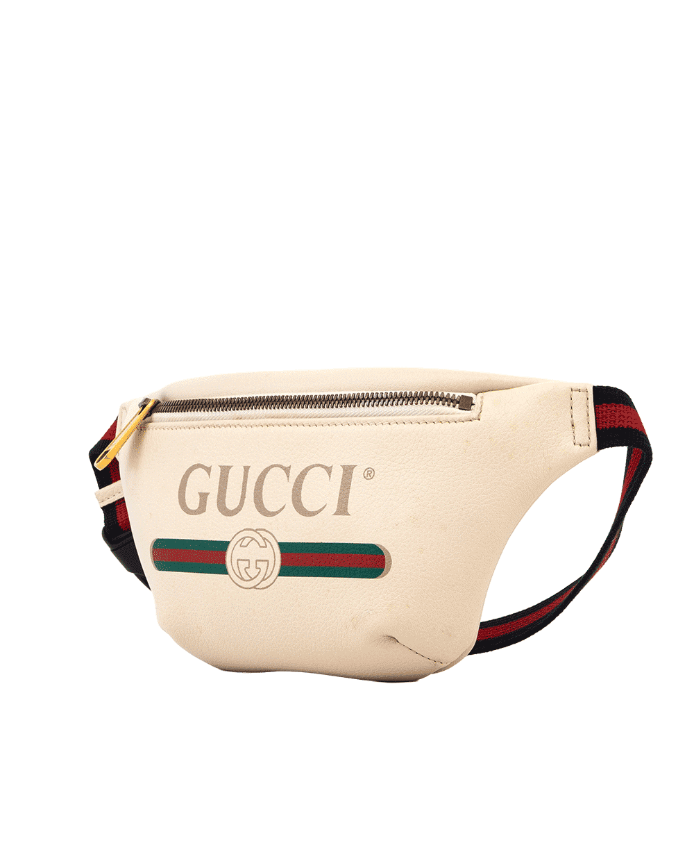 37 GUCCI GG LOGO PRINT BELT BAG MINI WHITE CALF GHW 527792 486628 0435