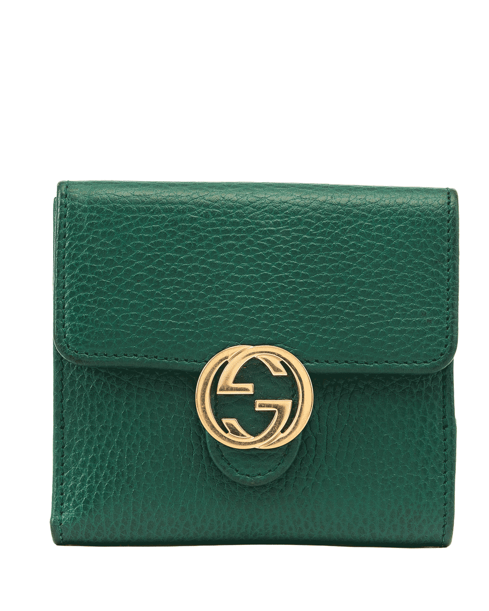 4 GUCCI INTERLOCKING WALLET SHORT GREEN CALF SHW 615525 2184 1003