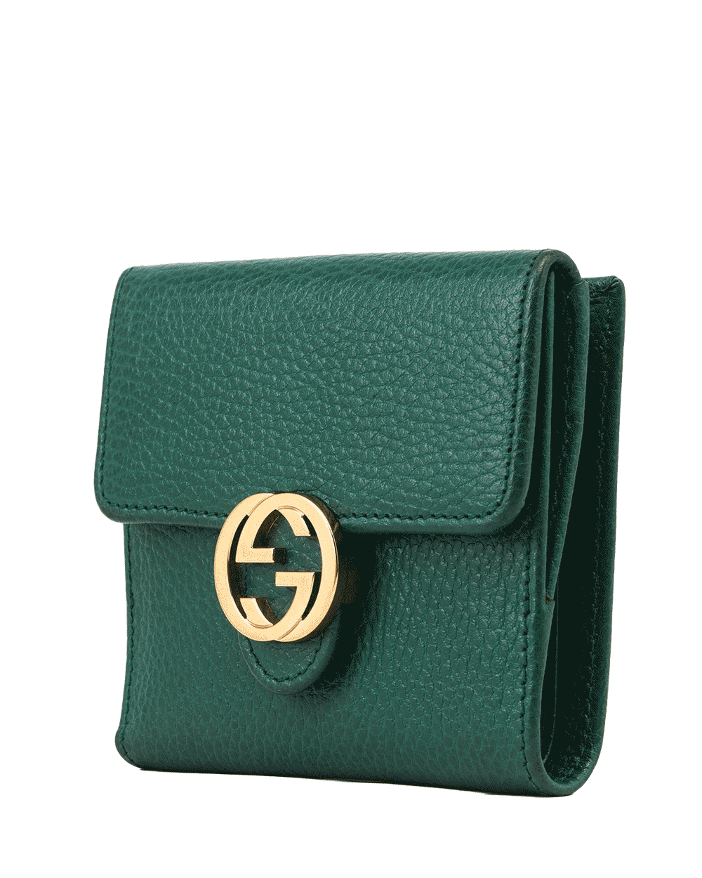 4 GUCCI INTERLOCKING WALLET SHORT GREEN CALF SHW 615525 2184 1005