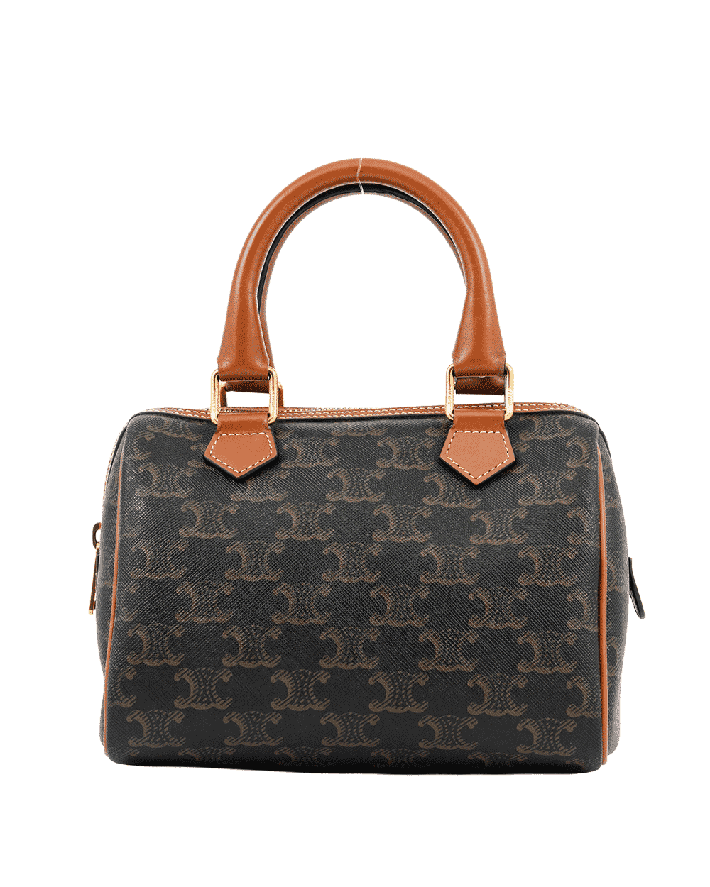 40 CELINE BOSTON SMALL BROWN TAN CANVAS GHW W DG 2292 0667