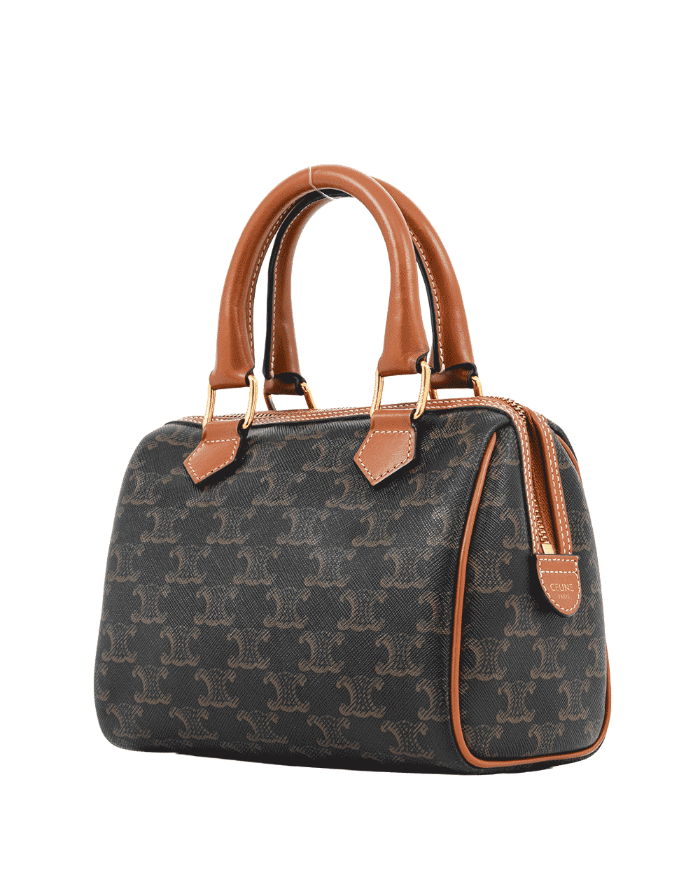 40 CELINE BOSTON SMALL BROWN TAN CANVAS GHW W DG 2292 0668
